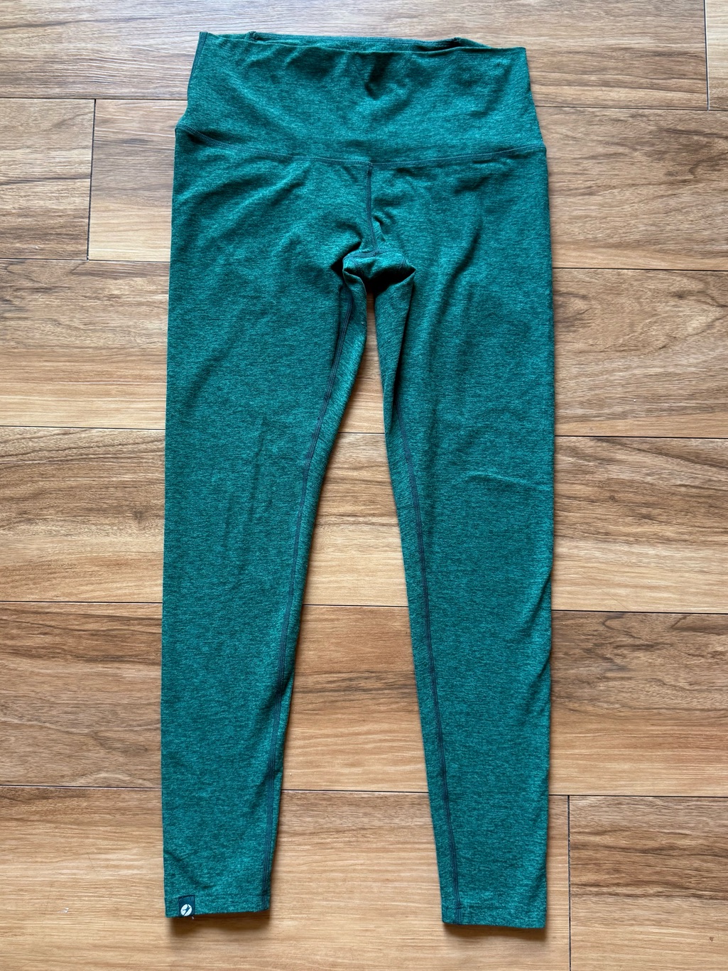 Oiselle High Rise Pocket Running Leggings Heather Emerald Green Performance Sz 8